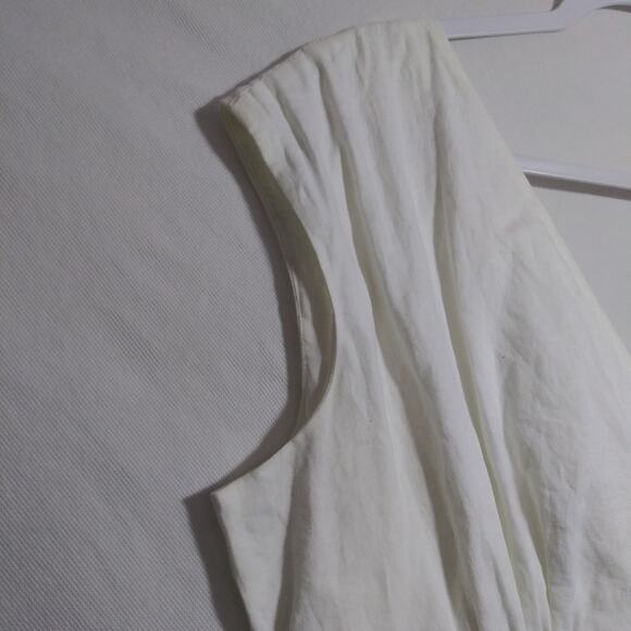 Liz Claiborne White Linen Midi Eyelet Trim Sleeveless Beachy Wedding Dress Sz 16 - Picture 6 of 10